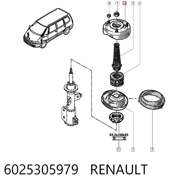 Опора амортизатора переднего левого 6025305979 Renault (RVI)