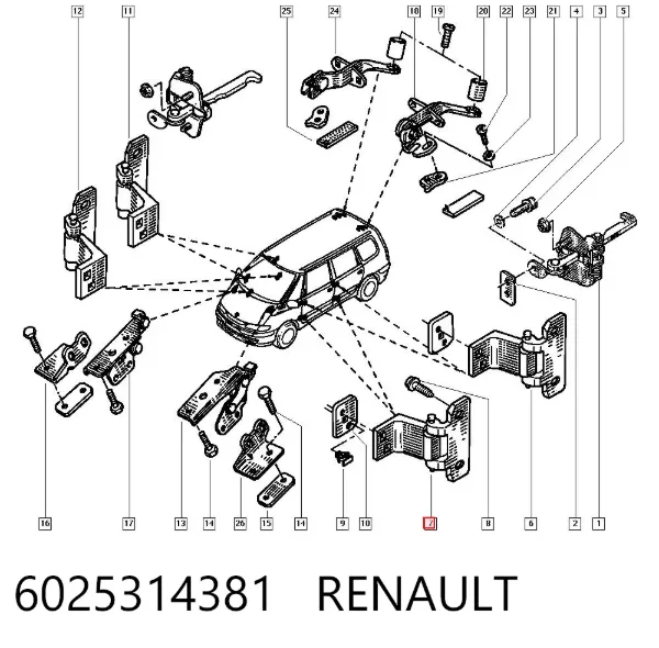 Петля двери передней левой 6025314381 Renault (RVI)