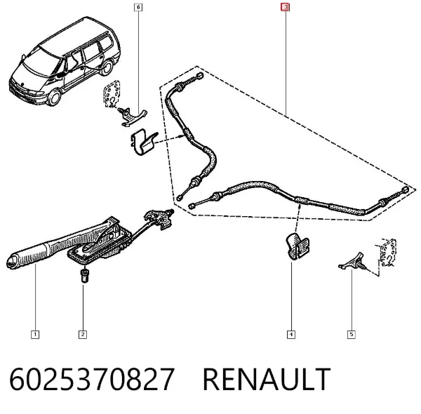Задний трос ручника 6025370827 Renault (RVI)