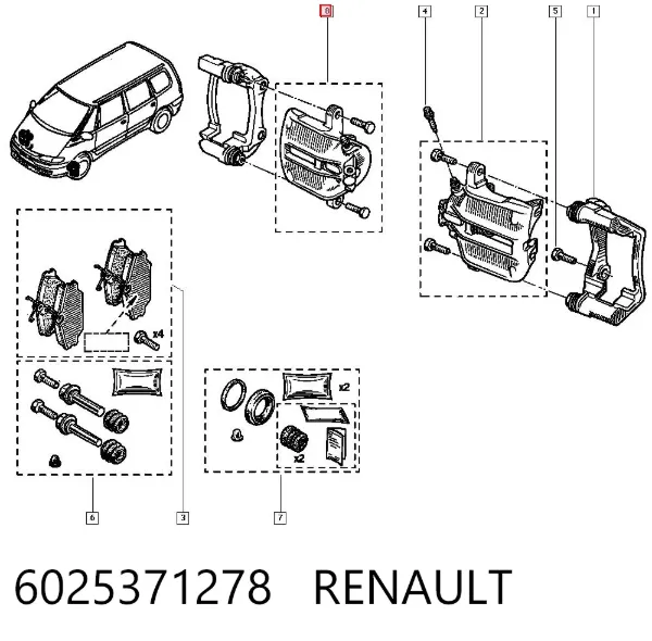 Суппорт тормозной передний правый 6025371278 Renault (RVI)