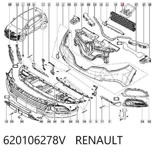 Пистон крепления переднего бампера 620106278V Renault (RVI)