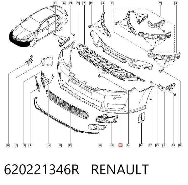 Передний бампер 620221346R Renault (RVI)