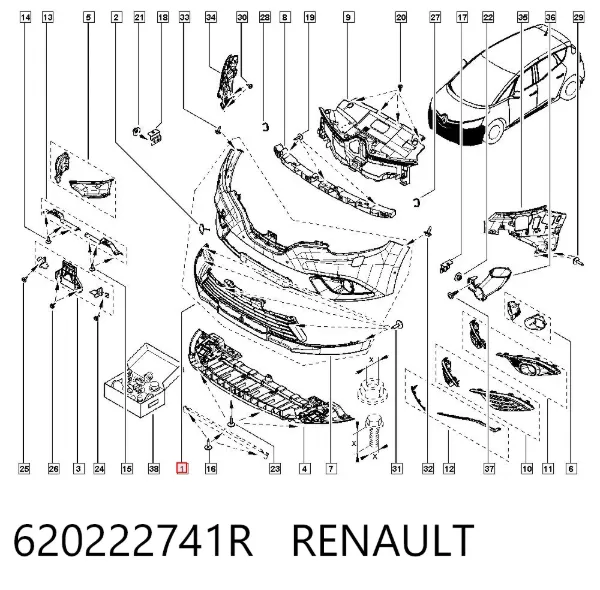 Передний бампер 620222741R Renault (RVI)