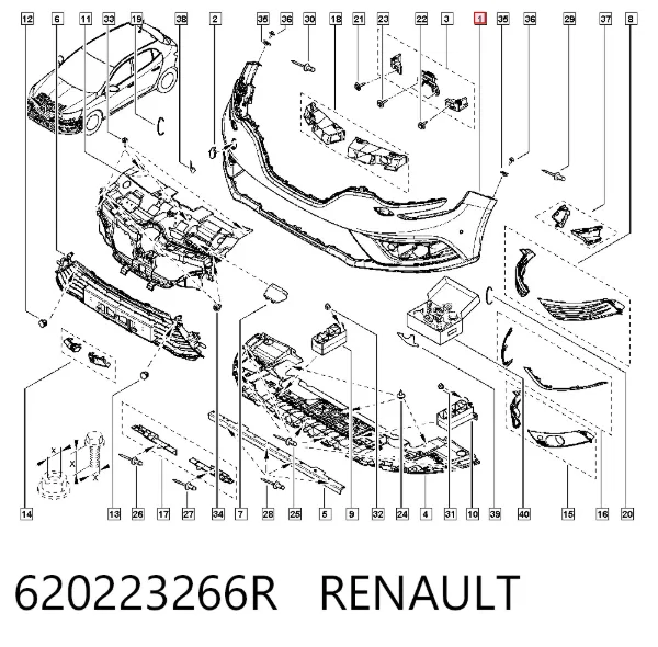 Передний бампер 620223266R Renault (RVI)