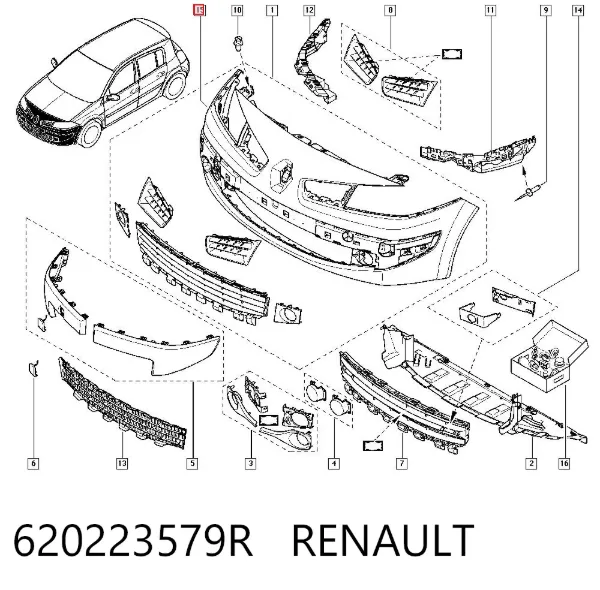 Передний бампер 620223579R Renault (RVI)