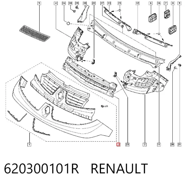 Кронштейн решетки радиатора 620300101R Renault (RVI)