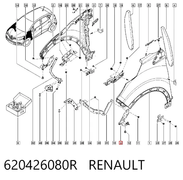 Кронштейн крепления крыла переднего левого передний 620426080R Renault (RVI)