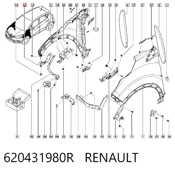 Кронштейн крепления крыла переднего правого передний 620431980R Renault (RVI)