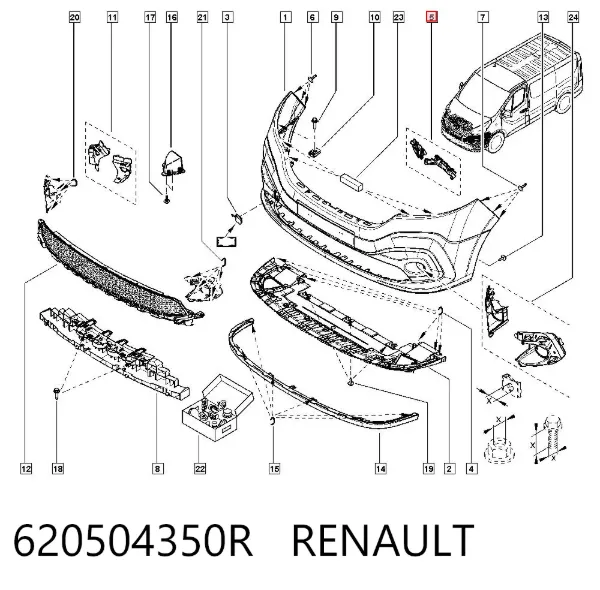 Комплект кронштейнов/крепежей переднего бампера 620504350R Renault (RVI)