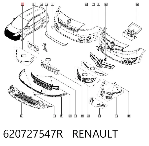 Молдинг бампера переднего 620727547R Renault (RVI)