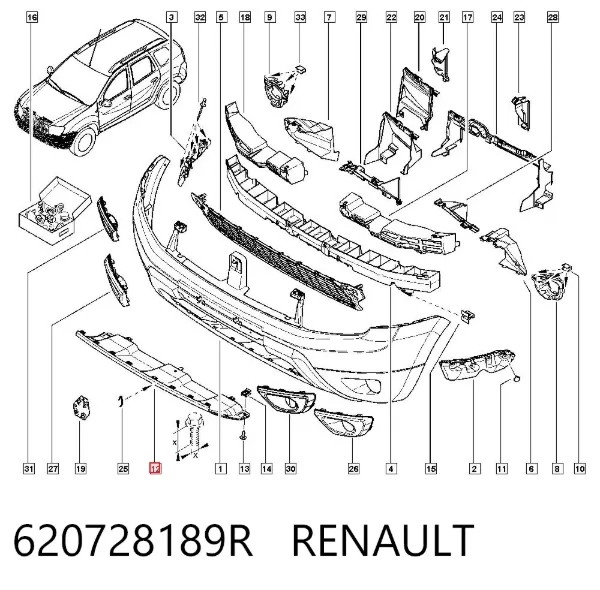 Накладка бампера переднего 620728189R Renault (RVI)