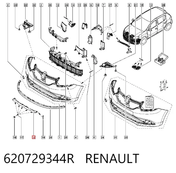 Накладка бампера переднего центральная 620729344R Renault (RVI)