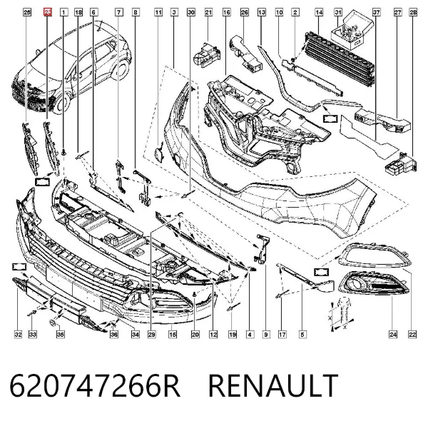 Ободок (окантовка) фары противотуманной правой 620747266R Renault (RVI)