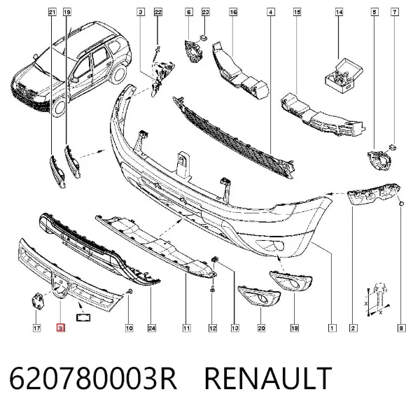 Решетка радиатора 620780003R Renault (RVI)