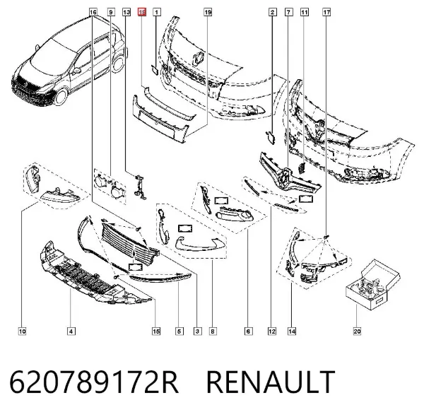 Молдинг решетки радиатора 620789172R Renault (RVI)
