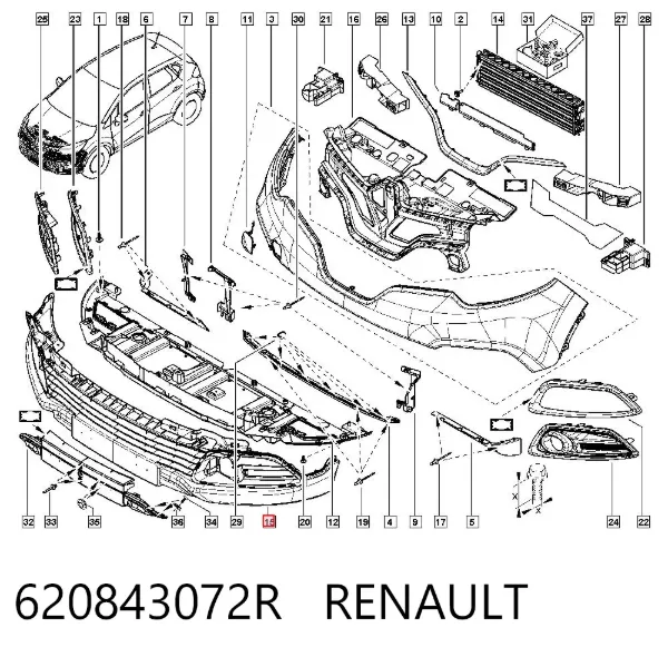 Бампер передний, нижняя часть 620843072R Renault (RVI)