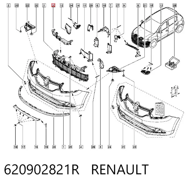 Абсорбер переднего бампера 620902821R Renault (RVI)
