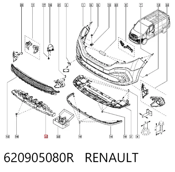 Абсорбер переднего бампера 620905080R Renault (RVI)