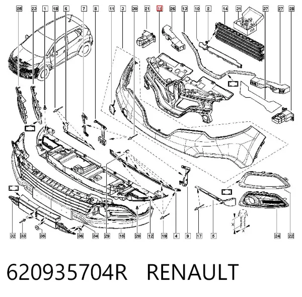 Кронштейн решетки радиатора 620935704R Renault (RVI)