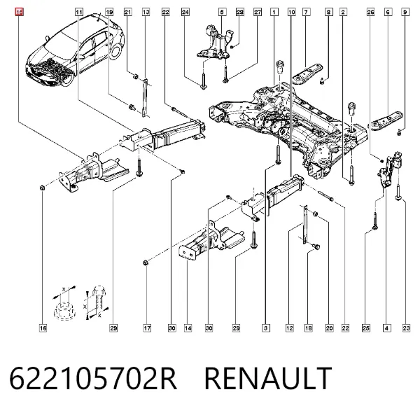 Кронштейн усилителя переднего бампера 622105702R Renault (RVI)