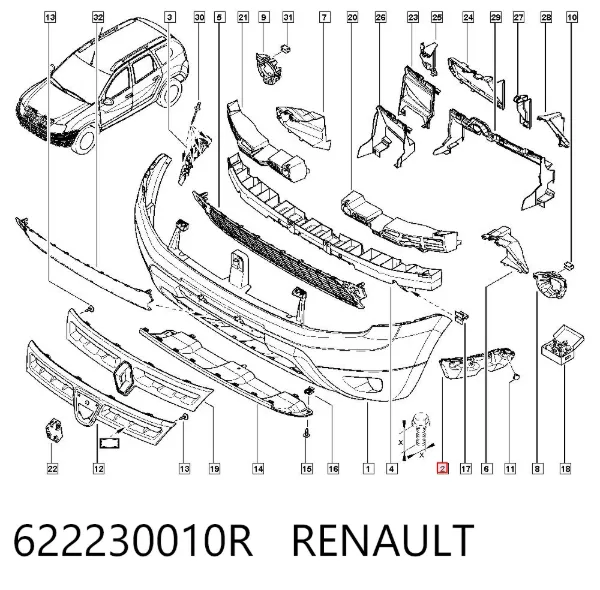 Кронштейн бампера переднего внешний левый 622230010R Renault (RVI)