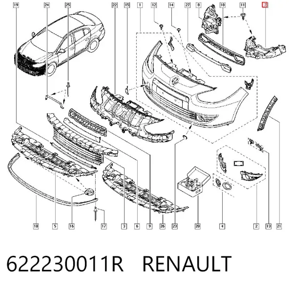 Кронштейн бампера переднего левый 622230011R Renault (RVI)