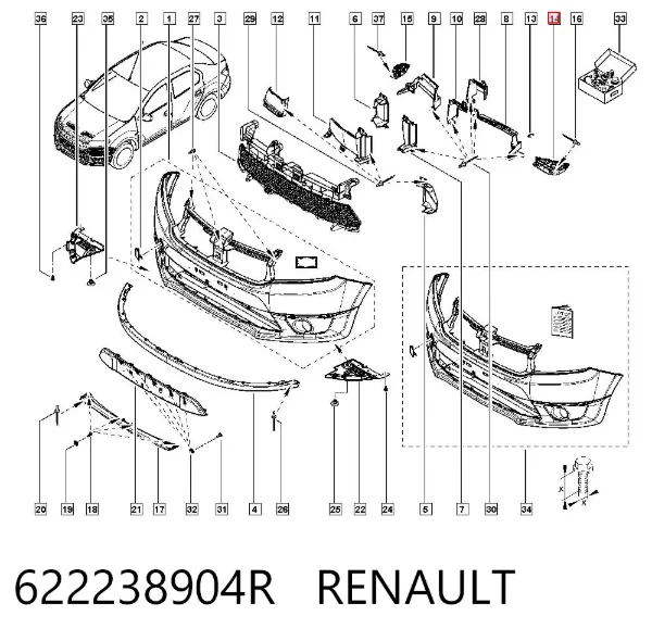 Кронштейн бампера переднего левый 622238904R Renault (RVI)