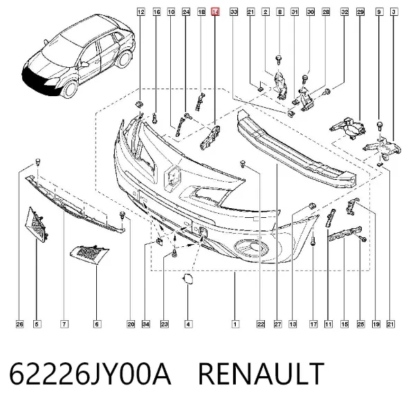 Направляющая переднего бампера правая 62226JY00A Renault (RVI)