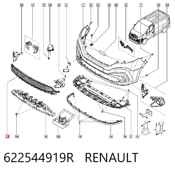 Решетка бампера 622544919R Renault (RVI)
