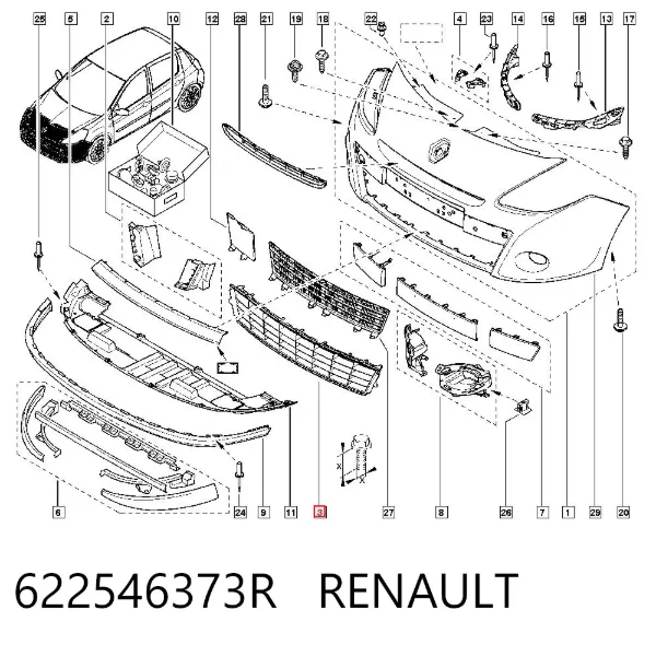 Решетка бампера 622546373R Renault (RVI)