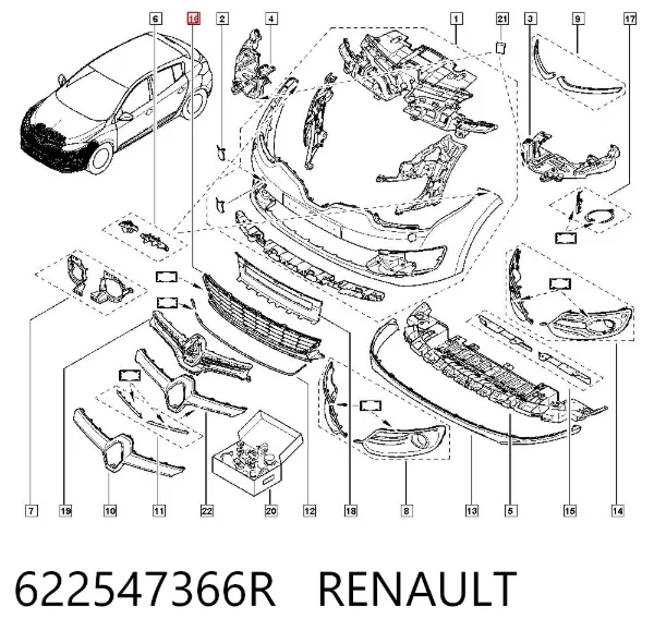 Решетка бампера переднего 622547366R Renault (RVI)