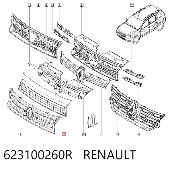 Решетка радиатора 623100260R Renault (RVI)
