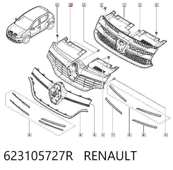 Решетка радиатора 623105727R Renault (RVI)