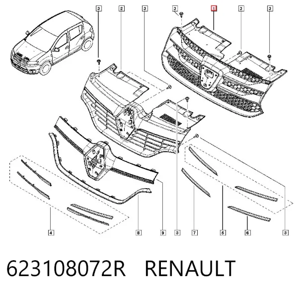 Решетка радиатора 623108072R Renault (RVI)