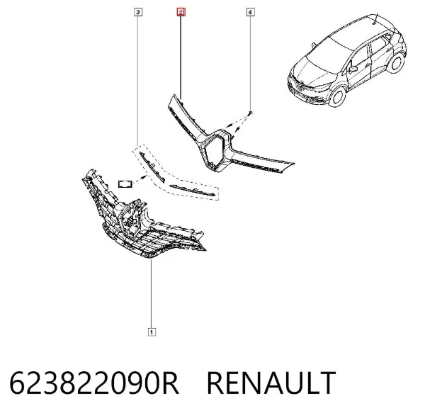Молдинг решетки радиатора 623822090R Renault (RVI)