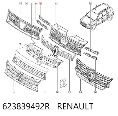 Накладка решетки радиатора правая RENAULT 623839492R