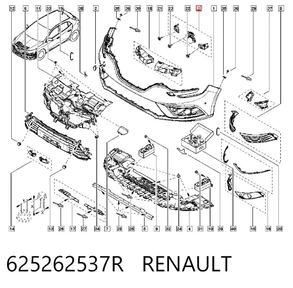 Кронштейн бампера переднего центральный 625262537R Renault (RVI)