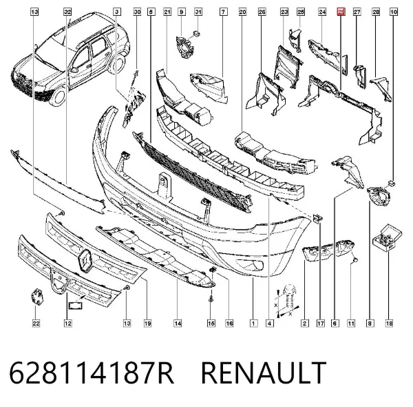Кронштейн бампера переднего центральный 628114187R Renault (RVI)