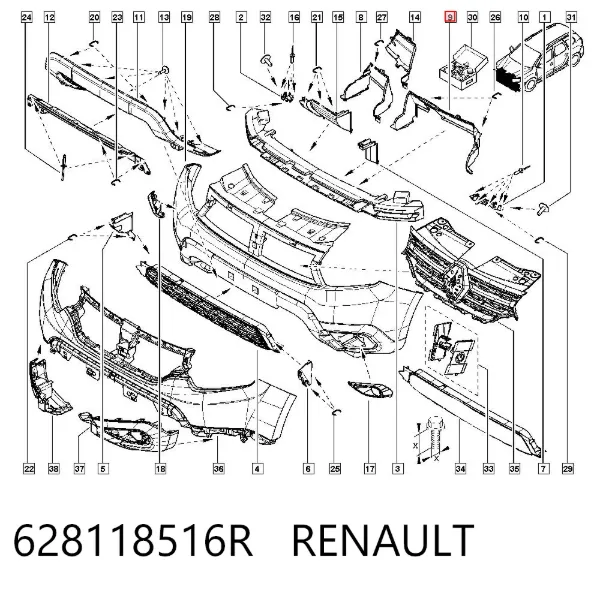 Нижний дефлектор радиатора 628118516R Renault (RVI)