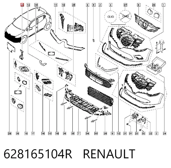 Кронштейн бампера переднего 628165104R Renault (RVI)