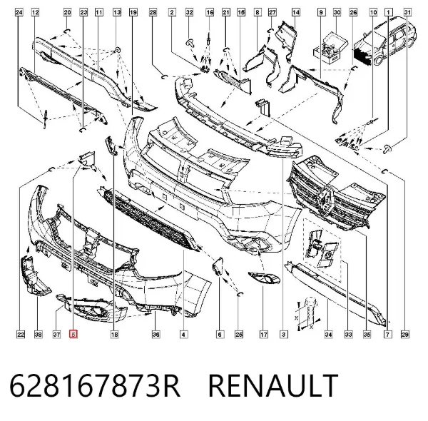 Дефлектор переднего бампера правый 628167873R Renault (RVI)