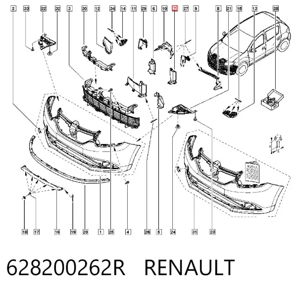 Кронштейн бампера переднего 628200262R Renault (RVI)
