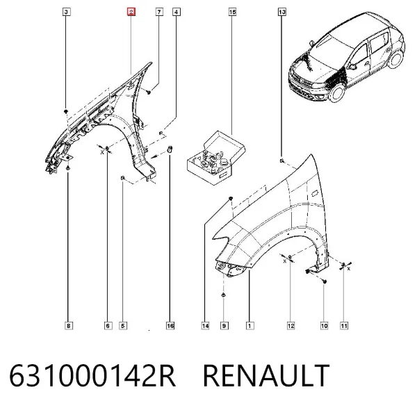 Крыло переднее правое 631000142R Renault (RVI)