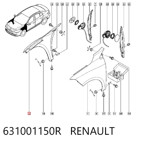 Крыло переднее правое 631001150R Renault (RVI)