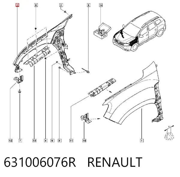 Крыло переднее правое 631006076R Renault (RVI)