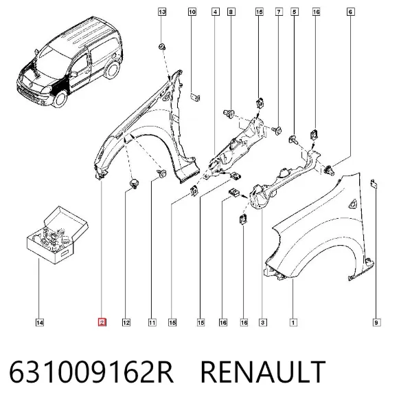 Крыло переднее правое 631009162R Renault (RVI)