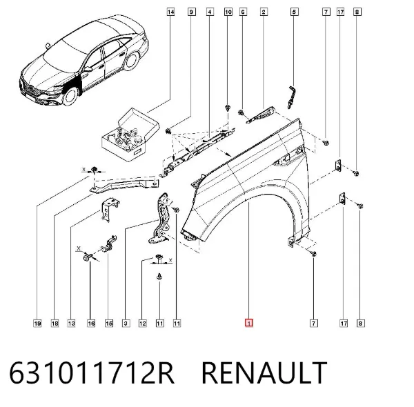 Крыло переднее левое 631011712R Renault (RVI)