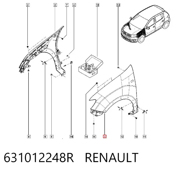 Крыло переднее левое 631012248R Renault (RVI)