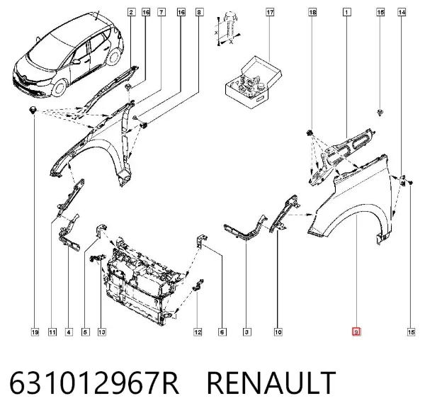 Крыло переднее левое 631012967R Renault (RVI)