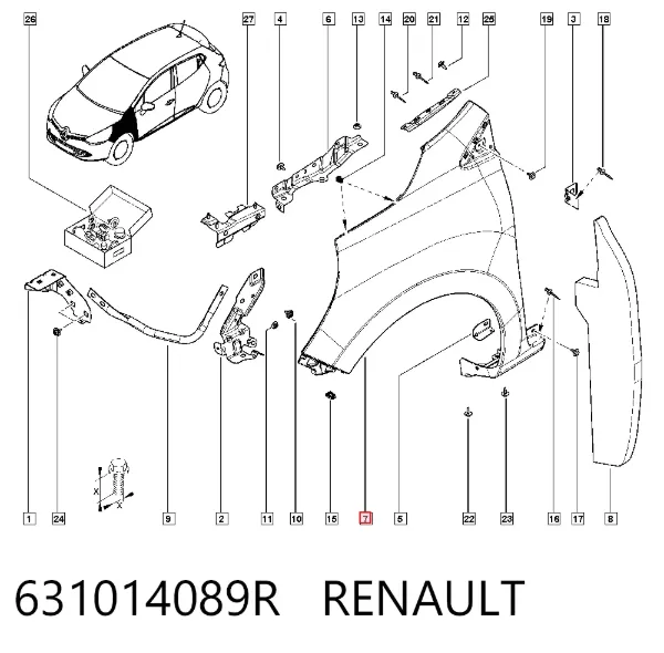 Крыло переднее левое 631014089R Renault (RVI)